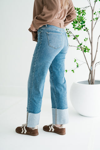 Risen Zienna Wide Leg Cropped Cuffed Denim