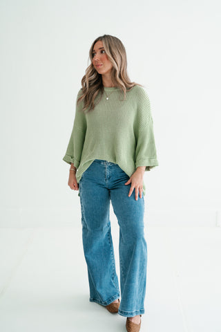Everyday Sage Cozy Knit Sweater Top