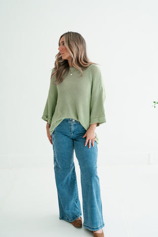 Everyday Sage Cozy Knit Sweater Top