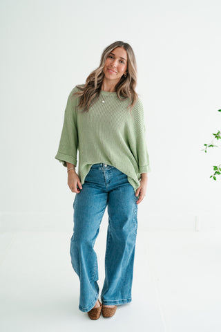 Everyday Sage Cozy Knit Sweater Top