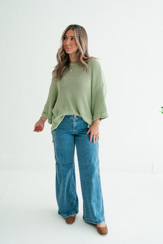 Everyday Sage Cozy Knit Sweater Top