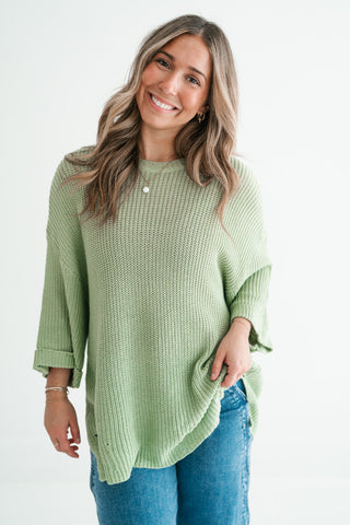Everyday Sage Cozy Knit Sweater Top