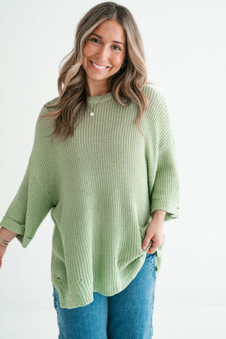 Everyday Sage Cozy Knit Sweater Top