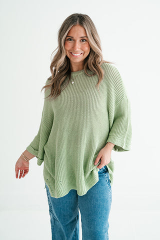 Everyday Sage Cozy Knit Sweater Top