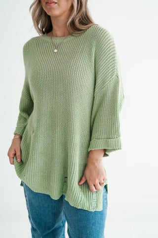Everyday Sage Cozy Knit Sweater Top