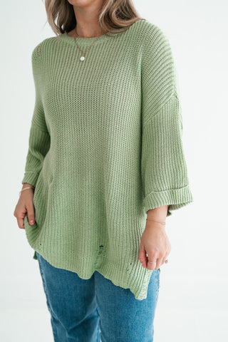 Everyday Sage Cozy Knit Sweater Top
