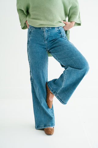 Risen Lilian High-Rise Wide Leg Denim Jean