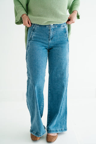 Risen Lilian High-Rise Wide Leg Denim Jean