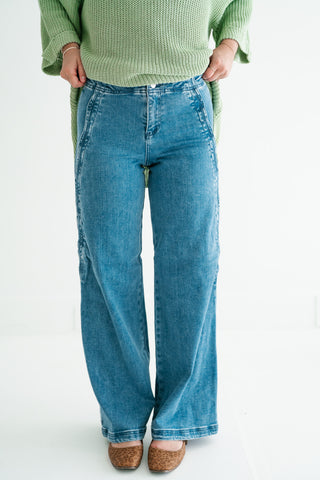 Risen Lilian High-Rise Wide Leg Denim Jean
