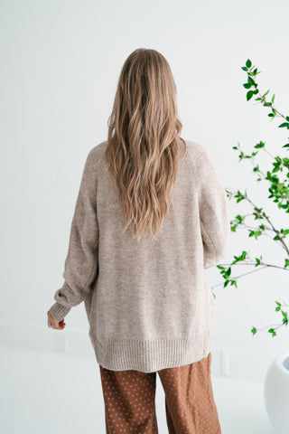 Woven Neutral Open Front Knit Cardigan