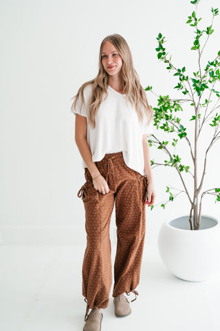 Ember Relaxed Fit Ribbed V-Neck Top - White