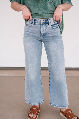 Risen Brook Tummy Control High Rise Cropped Wide Jean