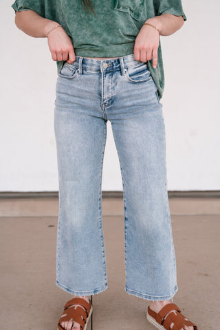 Risen Brook Tummy Control High Rise Cropped Wide Jean