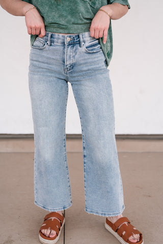 Risen Brook Tummy Control High Rise Cropped Wide Jean