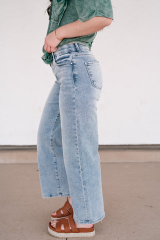 Risen Brook Tummy Control High Rise Cropped Wide Jean