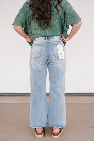 Risen Brook Tummy Control High Rise Cropped Wide Jean