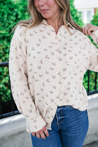 Rose Meadow Button-Up Top - Mauve