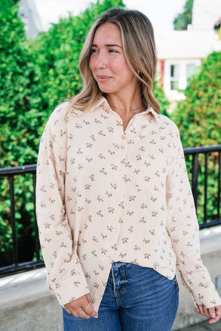 Rose Meadow Button-Up Top - Mauve