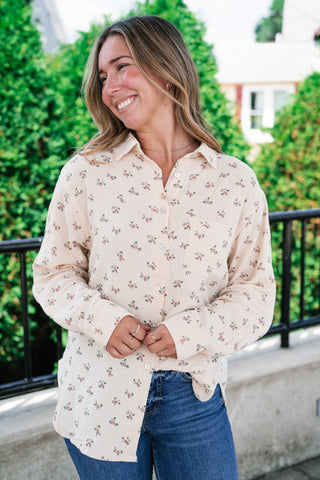 Rose Meadow Button-Up Top - Mauve