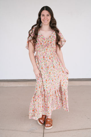 Keep Blooming Floral V-Neck Dress