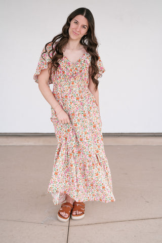 Keep Blooming Floral V-Neck Dress
