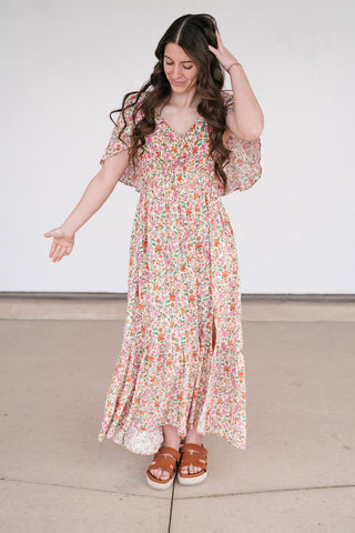 Keep Blooming Floral V-Neck Dress