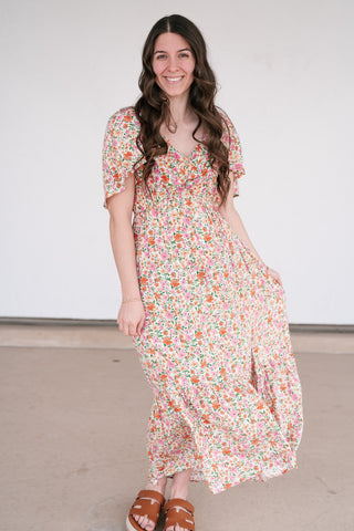 Keep Blooming Floral V-Neck Dress