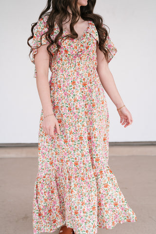 Keep Blooming Floral V-Neck Dress