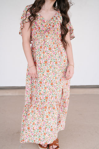 Keep Blooming Floral V-Neck Dress