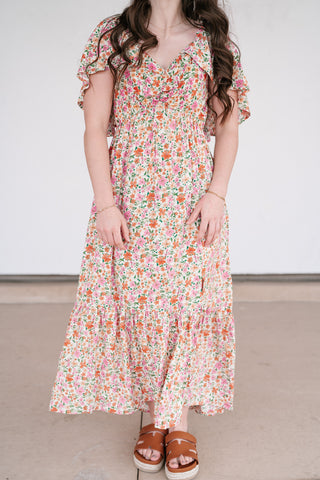 Keep Blooming Floral V-Neck Dress