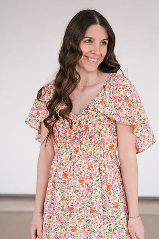 Keep Blooming Floral V-Neck Dress