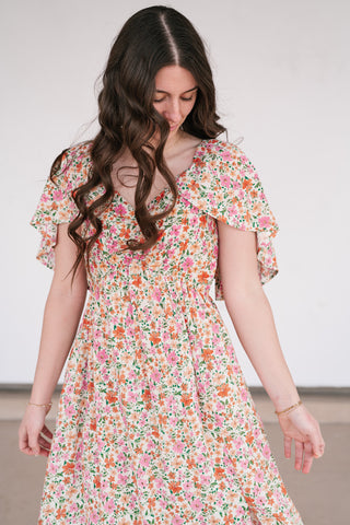 Keep Blooming Floral V-Neck Dress