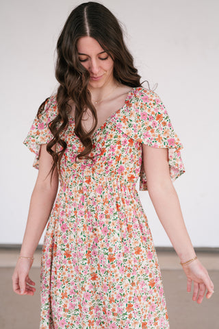 Keep Blooming Floral V-Neck Dress