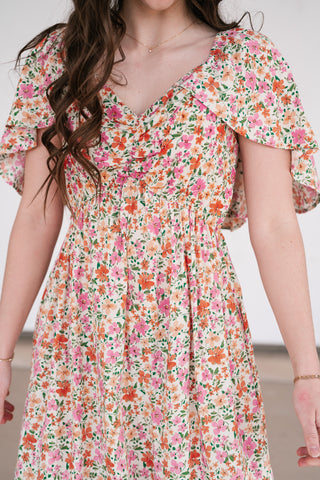 Keep Blooming Floral V-Neck Dress