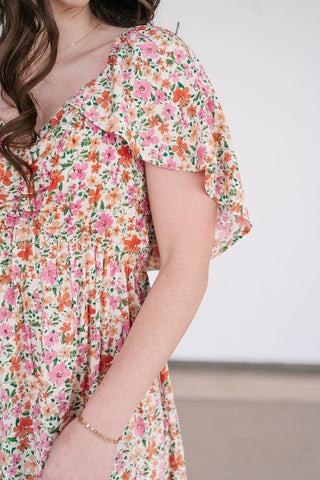 Keep Blooming Floral V-Neck Dress