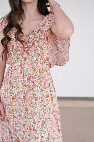 Keep Blooming Floral V-Neck Dress