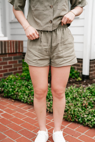 Sweet Olive Tie Front Shorts