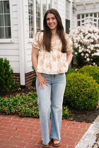 Honey Eyelet Floral Babydoll Top