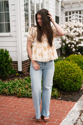 Honey Eyelet Floral Babydoll Top