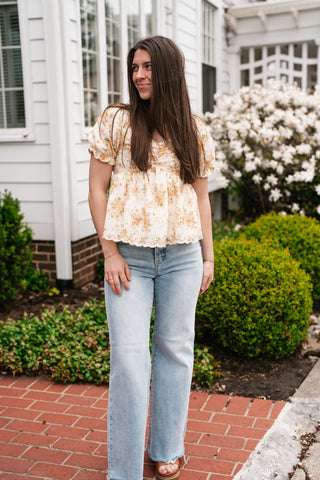 Honey Eyelet Floral Babydoll Top