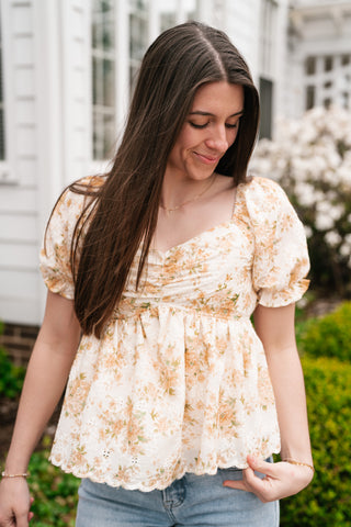 Honey Eyelet Floral Babydoll Top