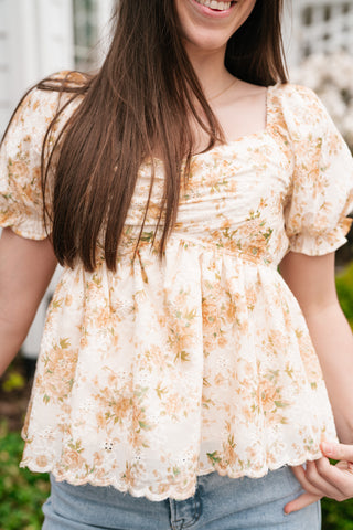 Honey Eyelet Floral Babydoll Top