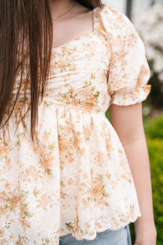 Honey Eyelet Floral Babydoll Top