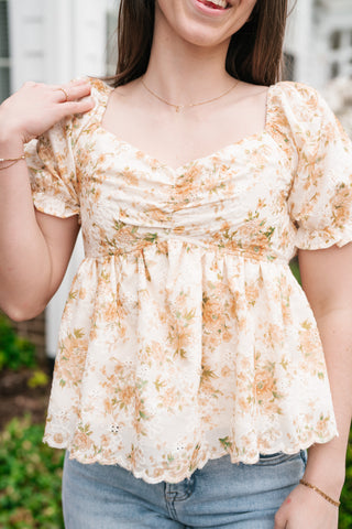 Honey Eyelet Floral Babydoll Top