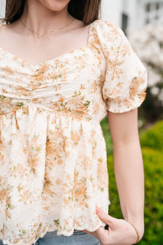 Honey Eyelet Floral Babydoll Top