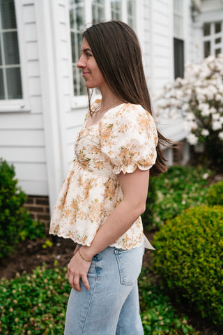 Honey Eyelet Floral Babydoll Top