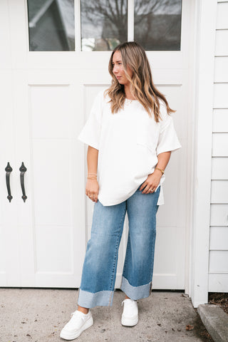 Forever Timeless Relaxed Ribbed Top- White