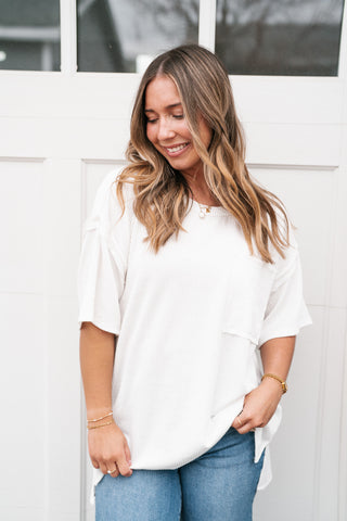 Forever Timeless Relaxed Ribbed Top- White
