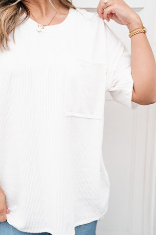 Forever Timeless Relaxed Ribbed Top- White