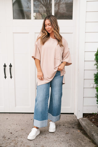Forever Timeless Relaxed Ribbed Top- Taupe
